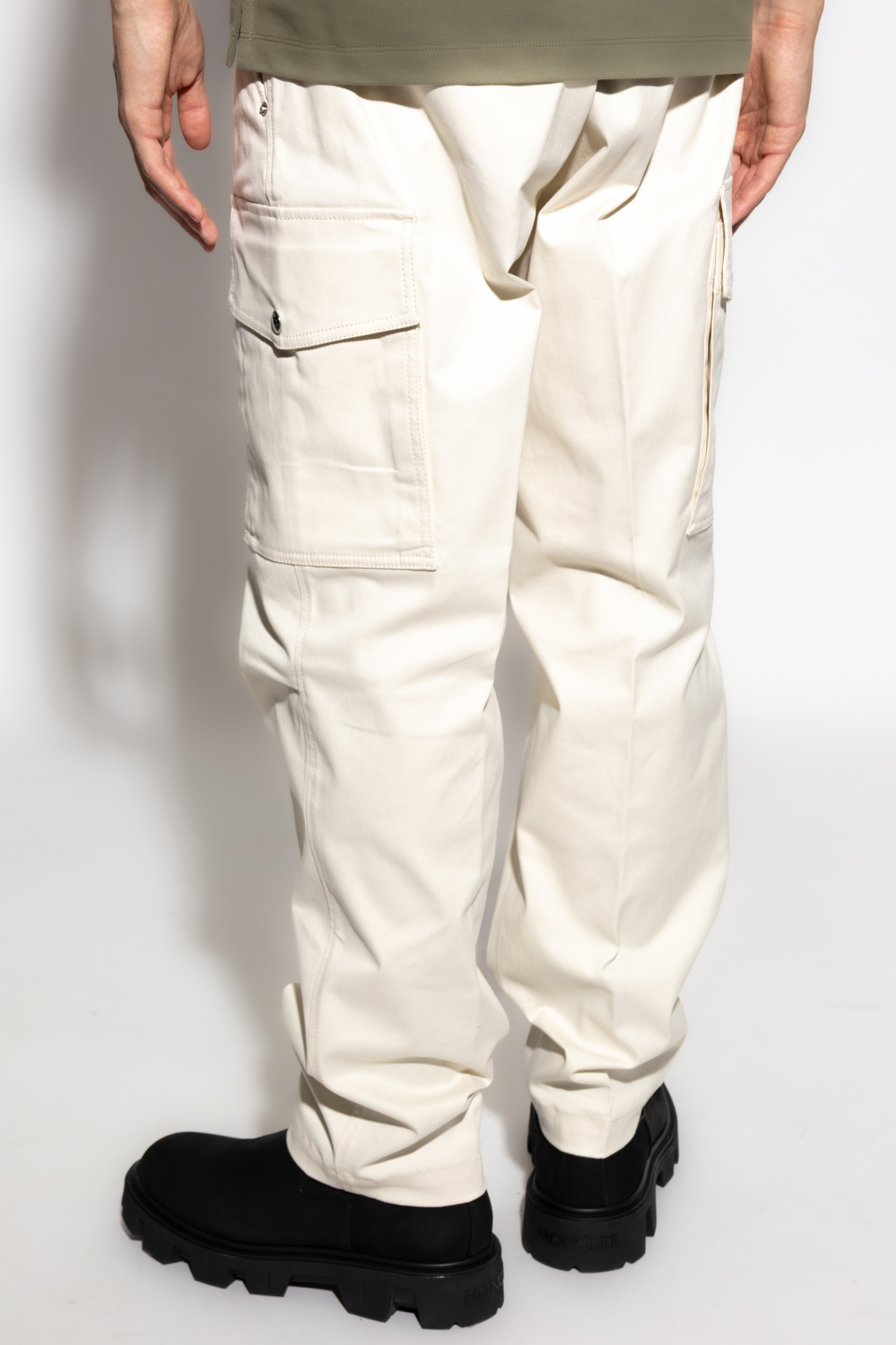 ボトムスその他 Moncler Grenoble Beige cargo pants MONCLER GRENOBLE Shell-trimmed cotton-corduroy wide-leg